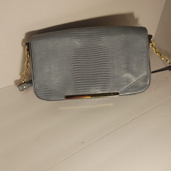 Anne Klein Leo Lizard Blue Shoulder bag Purse Gold Chain Hardware - Picture 4 of 14